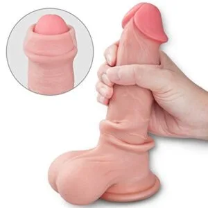 8 INCH LIFELIKE REALISTIC DILDO WITH MOVING FORESKIN