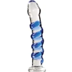 Icicles No 5 Sapphire Spiral Glass Dildo 7 Inch